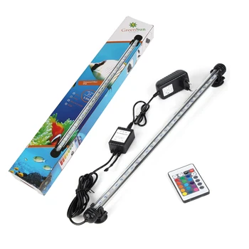 

48CM EU/US/UK/AU Plug RGB Color + Remote Aquarium Light Bar Fish Tank Light Waterproof 5050 SMD LED Tubes Lamp Submersible Light