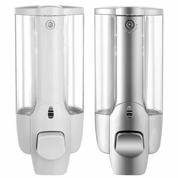 

Plastic Wall-Mounted Manual Soap Dispenser Bathroom and Kitchen Hand Shampoo Shower Gel Container