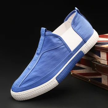 

Men Moccasins loafer driving lazy Shoes Lightweight Men's Vulcanized shoes Breathable Canvas shoes Men's Flat shoes A23-39