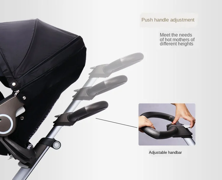 S High View Four Wheel Baby Stroller Can Sit and Lie In Luxurious Folding Two-way Shock Absorber for Children Baby Carriage