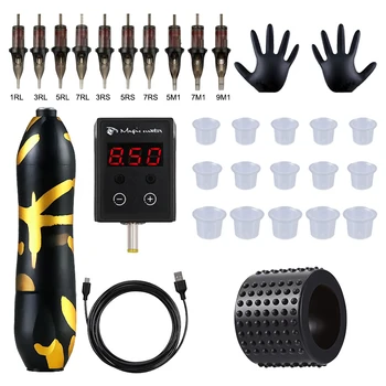 

Professional Tattoo Machine Kit Tattoo Power Supply 3 Color Rotary Pen Cartridges Needles For Permanent Makeup Eyebrow Machine