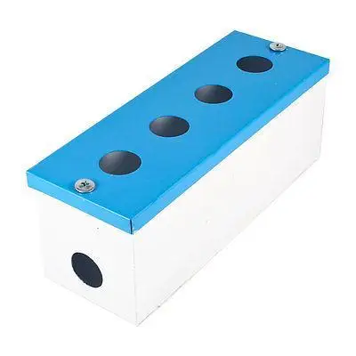 

Blue White Metal 4 Push Button Switch Control Station Box Case