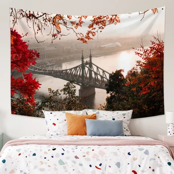 

Cassisy Tapestry Bridge in the early morning Wall Hanging Artwork Tapestries Carpet Decor Wall Cloth Beach Towel Home Decoration