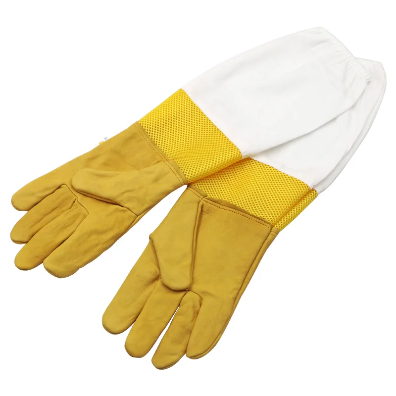 Beekeeping Gloves Short Mesh Protective Sleeves Breathable leather and Cloth Anti Bee Apiculture beekeeping gloves
