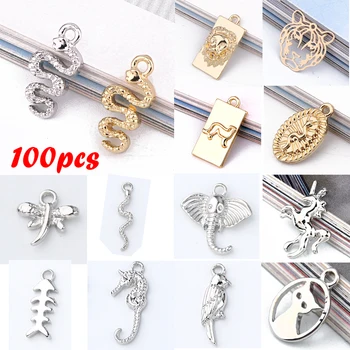 

100pcs/lot Mixed Snake Moon Star Cross Earring Alloy Charms Bracelet Connector Pendant Findings Wholesale Jewelry Accessory
