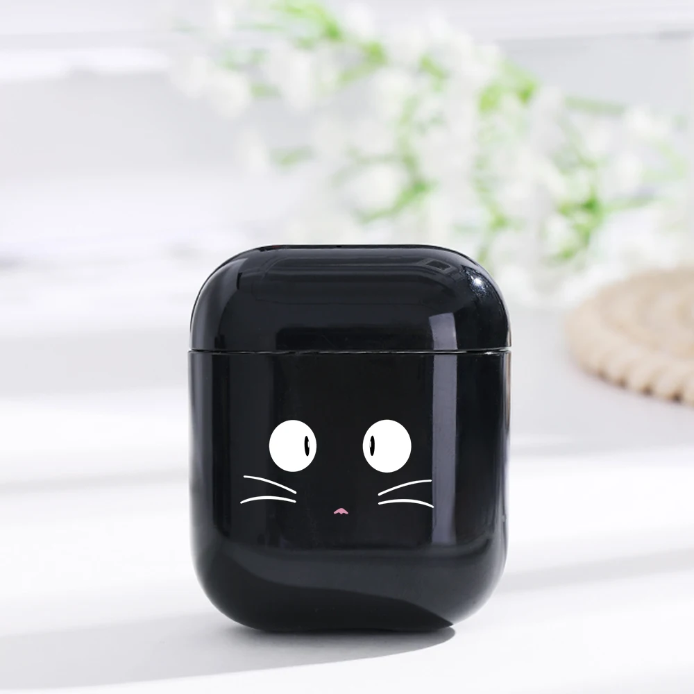 I01001S Мультфильм милый черный Air Pods чехол для Apple airpods чехол Роскошные линии цветок Bluetooth наушники чехол для Airpods наушники Жесткий - Цвет: I01001S