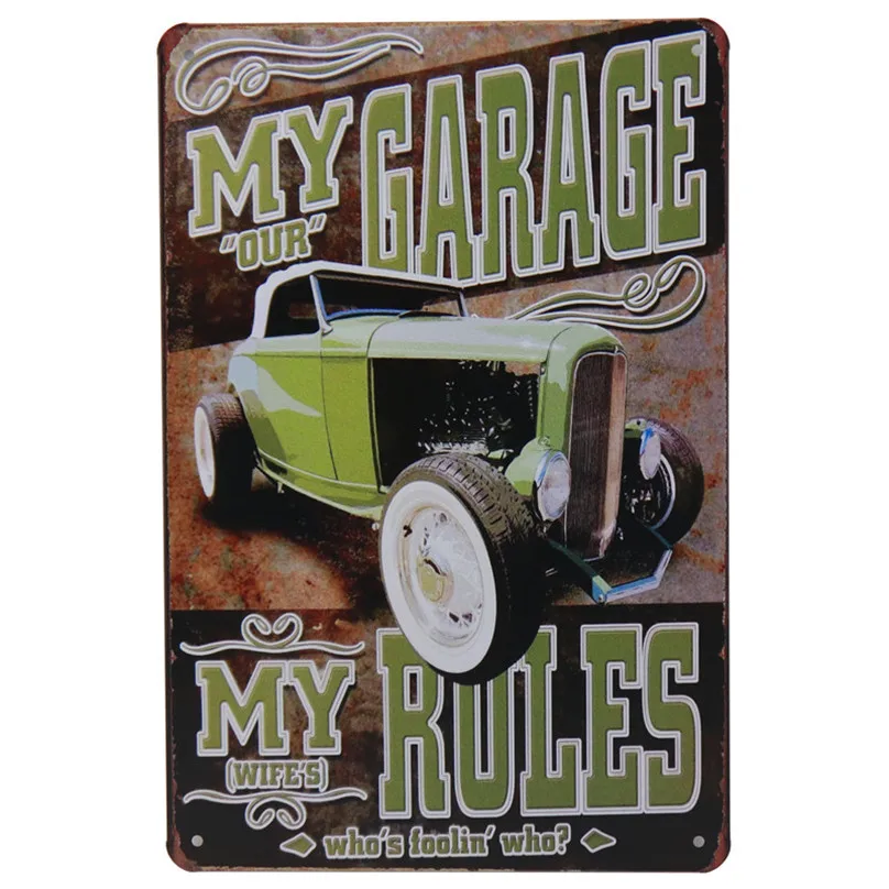 Q Автозапчасти мой "Garage Rules" Ретро-наклейки Винтаж жестяная вывеска живопись Бар металлическая пластина плакат паб вверх Настенный декор H23 - Цвет: Q