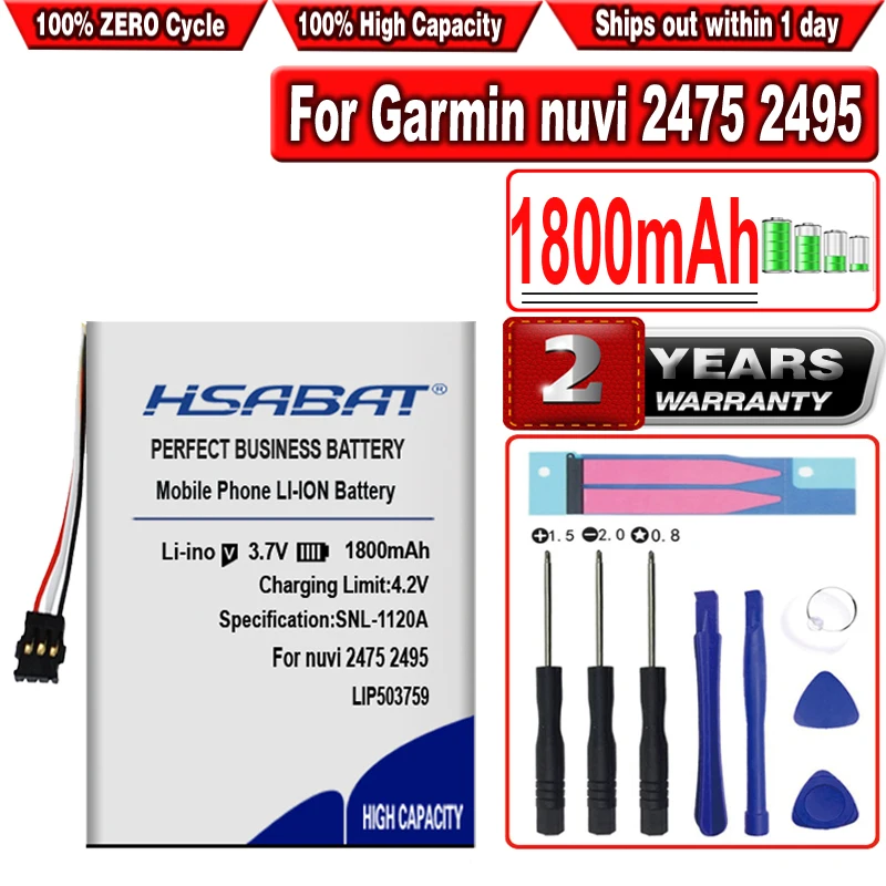 Аккумулятор HSABAT 1800 мА · ч для Garmin nuvi 2475 2495 2545 2515 2565 2555 2595 GPS | Электроника