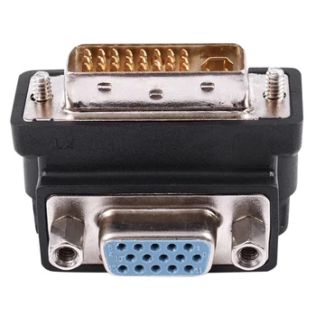 

DVI-I 24+5 Pin Male to VGA 15 Pin Female 90 Degree Convertor Adapter Black