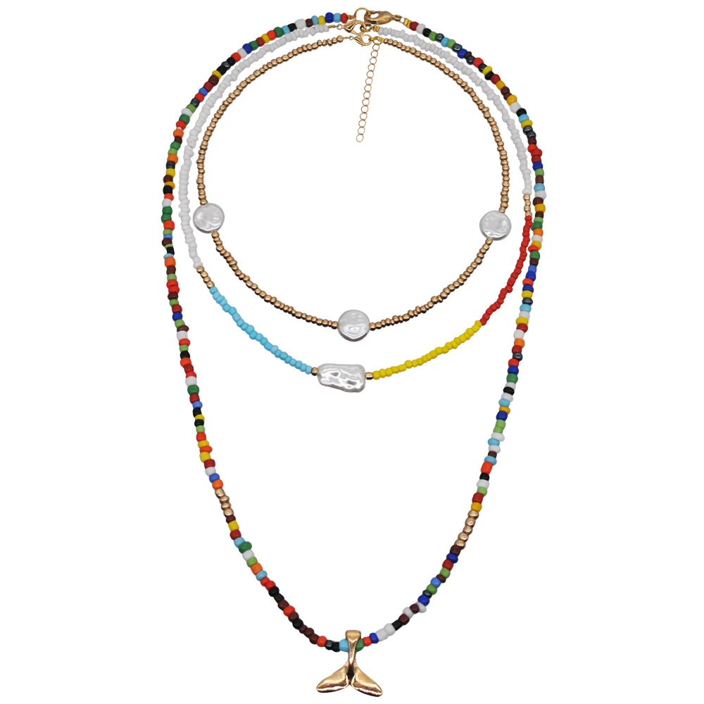 3pcs SZ067 Yumfeel, новая мода, для женщин, бисер, Очаровательное ожерелье, много цветов, струнное Колье чокер с бусинами, ювелирное изделие, ожерелье, подарки - Окраска металла: 3pcs SZ067