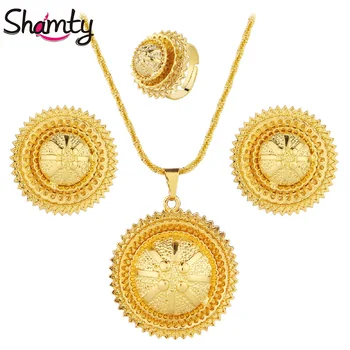 

Shamty New Gold Colour Jewelry Sets Round Fashion Jewelry Party sets Ethiopian African Wedding Jewelry A40005