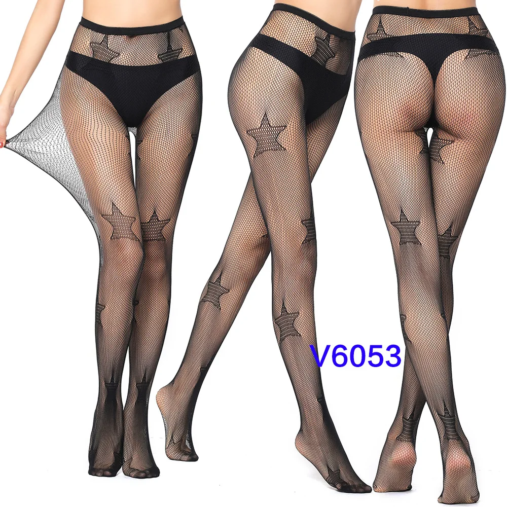 New Arrival Thin Women Pantyhose Sexy Hollow Solid Fishnet Tights Clothes For Women Black Tights Sexy Lingerie - Цвет: V6053