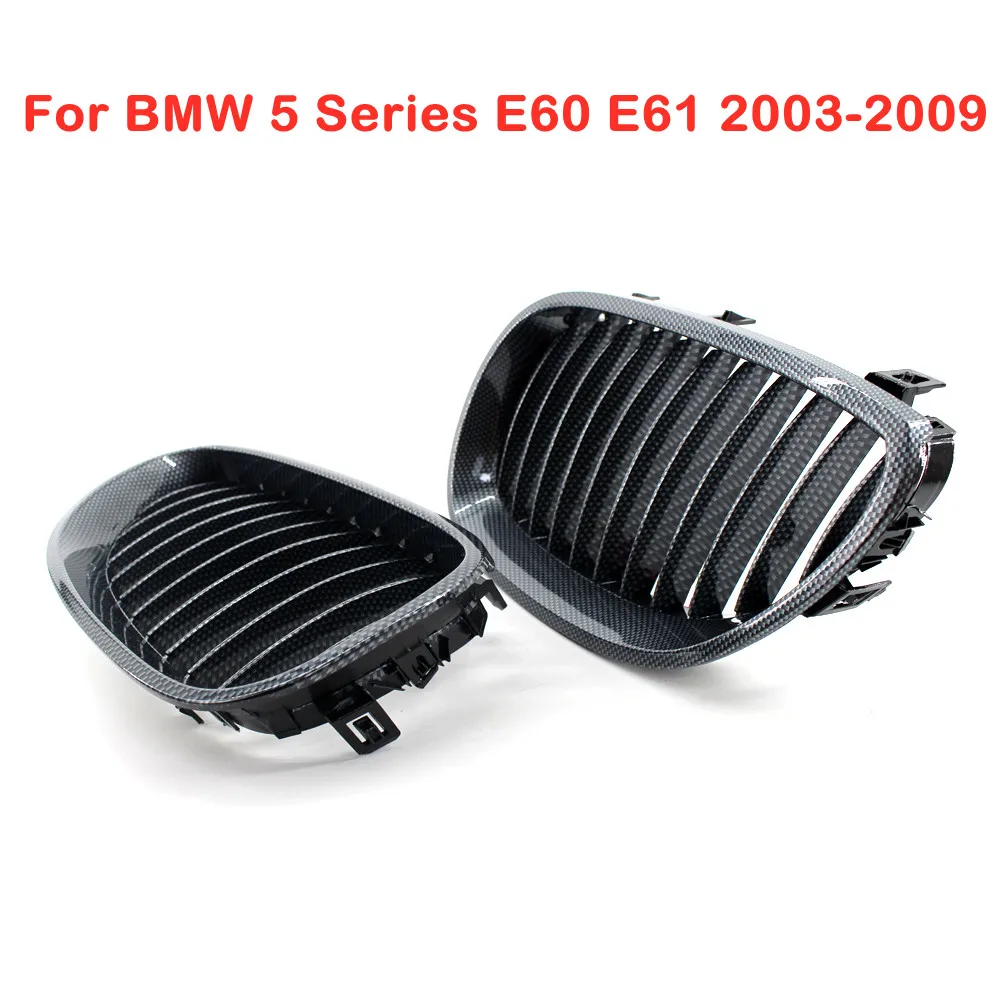 

2Pcs Gloss Black Style Car Styling Front Kidney Grilles Racing Grille for BMW 5 Series E60 E61 2003-2009 Car Front Bumper Grille