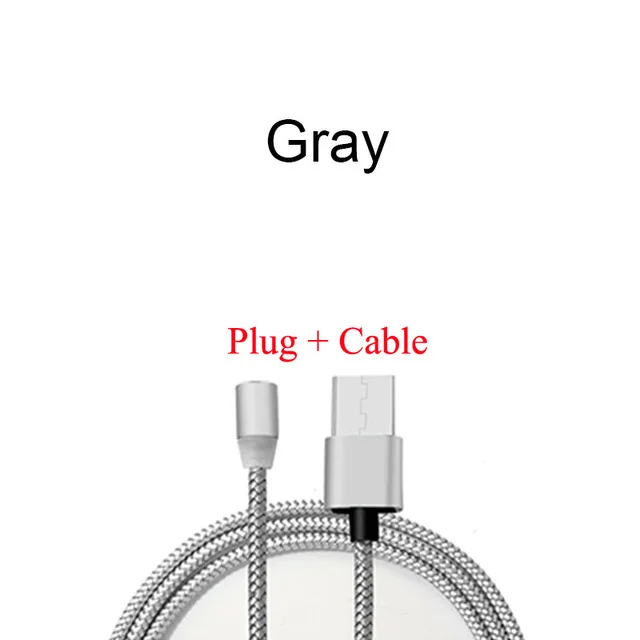 gray 1 м Магнитный кабель 2A Быстрая зарядка для iPhone Micro USB кабель type C светодиодный индикатор зарядное устройство магнит мобильный телефон USB кабель Шнур - Цвет: gray