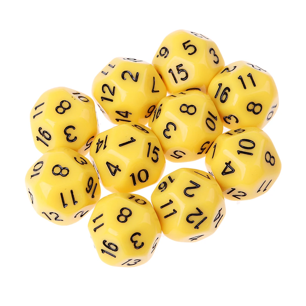 10Pcs 16-Sided D16 Acrylic Dices Table Game Accessory Toys for DND MTG TRPG Table Board Games