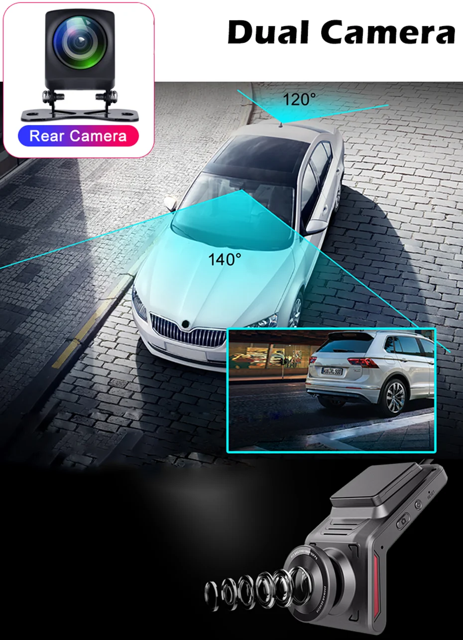 reversing camera mirror Bluavido 4G hidden dash camera GPS tracking Support Live Remote Monitoring with two camera video recording FHD1080P WiFi hotspot rear mirror camera