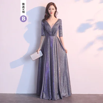 Sequin gray B Весеннее новое платье макси без бретелек для вечеринки, темпераментные благородные тонкие платья с блестками серого и розового цветов для банкета, модные женские платья CX1098 - Цвет: Sequin gray B