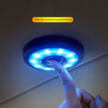 

USB Charging LED Light Portable Round Universal Rechargeable Wireless Interior Reading Lamp Touch Type Night Light For Car