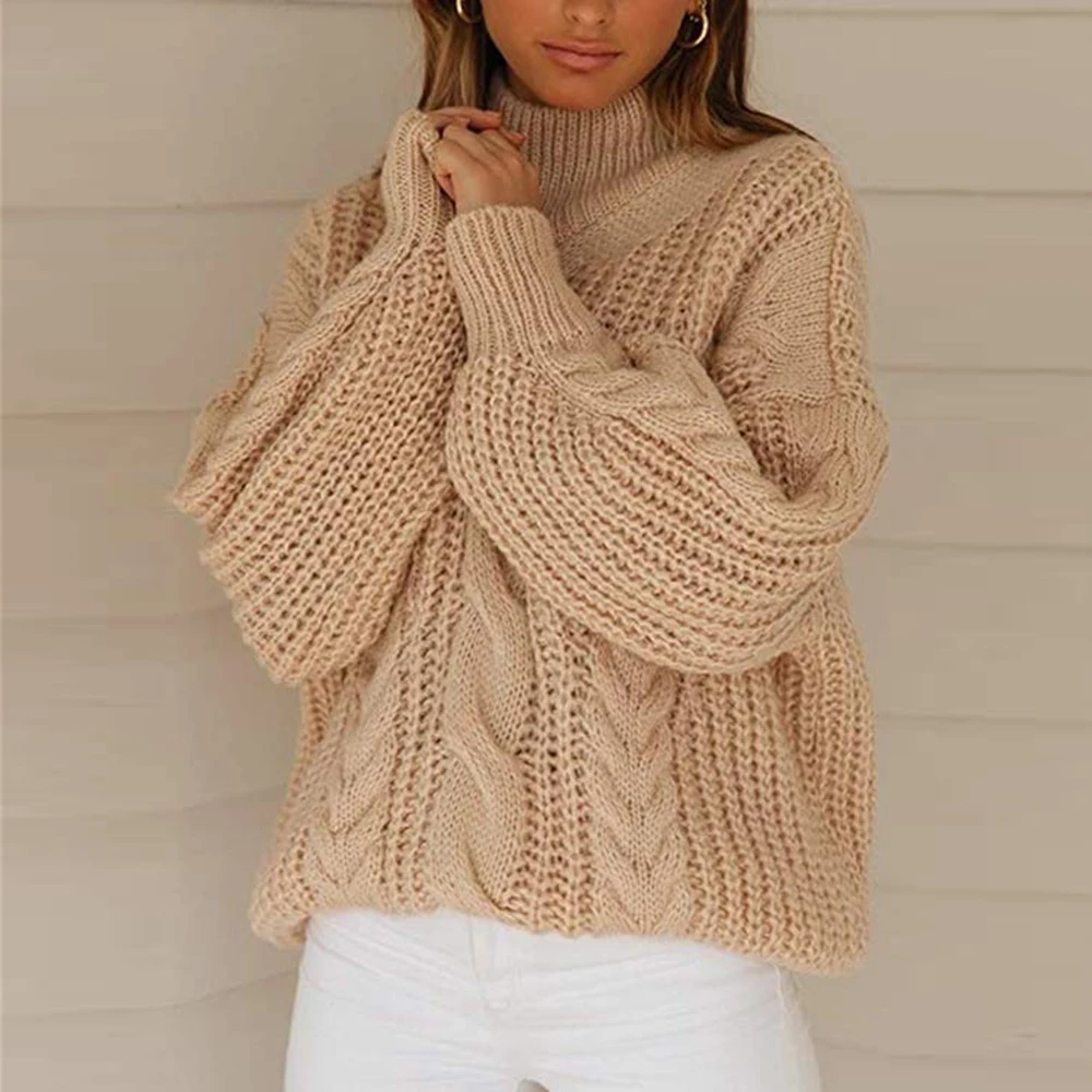 New Arrival Trendy Women Turtleneck Sweater Casual Warm Winter Long Sleeve Knitted Jumper Pullover Femme Loose Sweter Tops Mujer | Женская