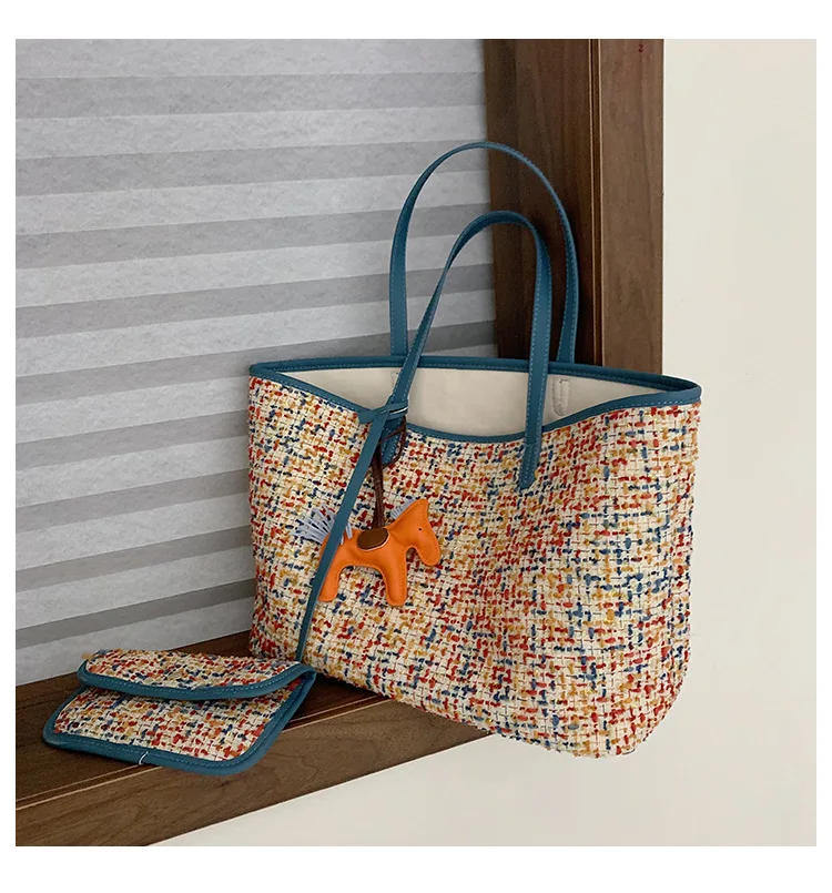 large bag women contrast color One Shoulder bag Messenger Bag Tote bag for women trend women leather handbags