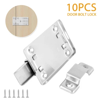 

10pcs Door Bolt Home Door Window Security Slide Bolt Lock Hasp Staple Gate Safety Lock Stainless Steel Latch Door Security Latch