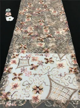

High Class Embroidery Tulle Material French Net Lace Fabric With Sequins JNZ420(5Yards/Lot)