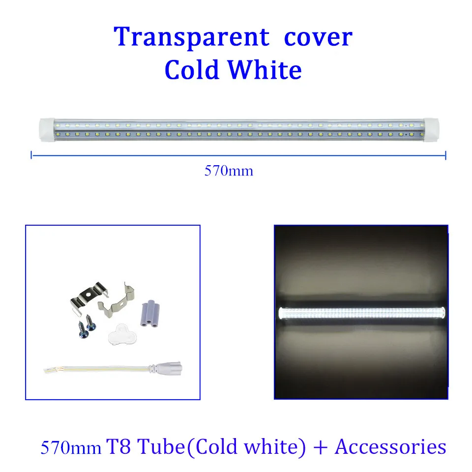 2TF T8 Интегрированный Светодиодный молочный/прозрачный чехол 96 Светодиодный s 110 В 20 Вт 2000 люмен яркость Холодный/теплый белый 2835SMD T8 светодиодный светильник - Испускаемый цвет: CW Clear Cover