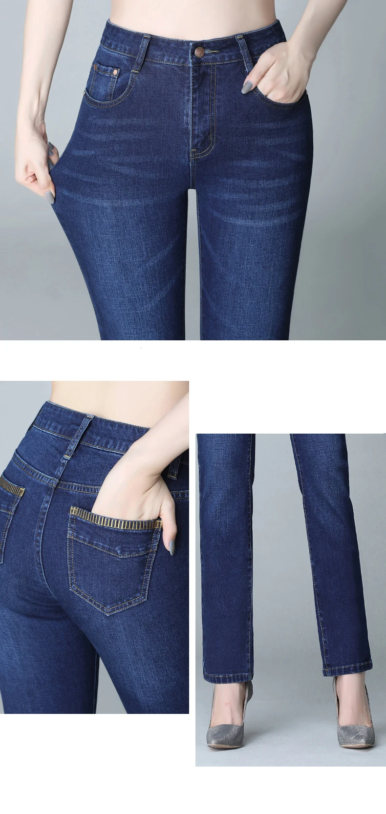 jeans New Women Skinny Jeans High Waist Classic Washing Vintage Blue Straight Stretch Casual Simple Slim Full Length Denim Trousers brown jeans