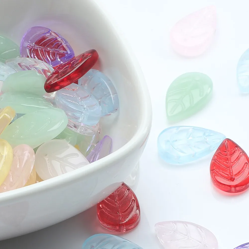 20pcs Multicolor Leaf Shape Czech Glass Beads Lampwork Crystal Glaze For Jewelry Making DIY Earrings Necklace Accessories | Украшения и