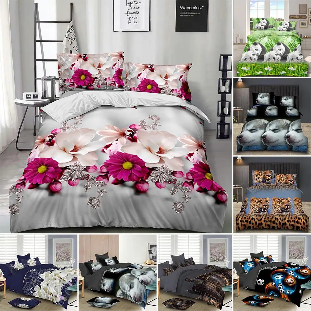 

3D Vivid Floral Bedding Sets Duvet Cover Bed Sheet Pillowcase Set Twin Queen Size Bedlinen Soft For Bedroom Decorations 2/3/4Pcs