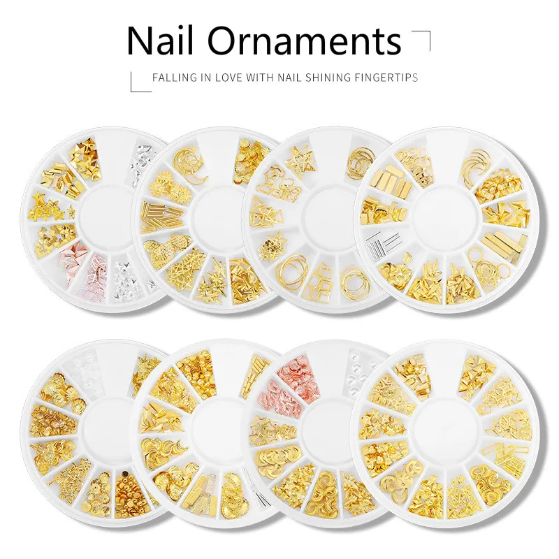 

12 Lattice Disc Nail Drill Ornamental Metal Sheets Japanese Nail Metal Sequins Rivets Millet Grain Alloy Patch Ornaments