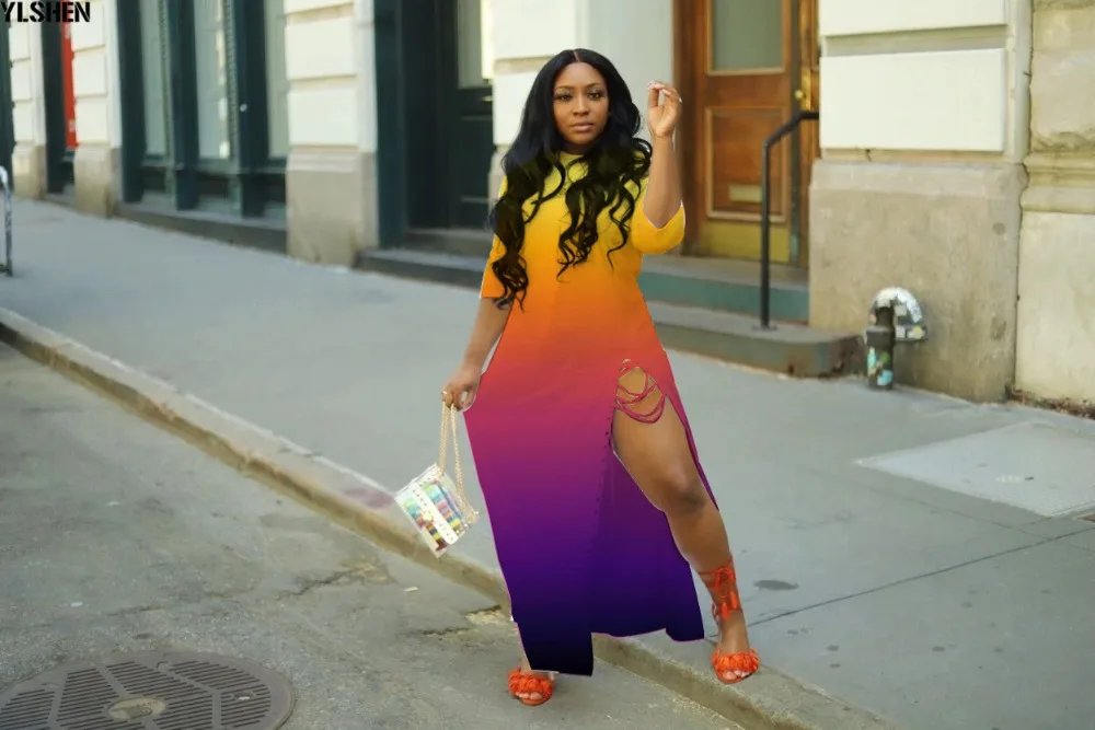 African Dresses for Women Dashiki Africa Dress African Clothes Bazin Clothing Fashion Style Elegant Split Bandage Party Dress 15
