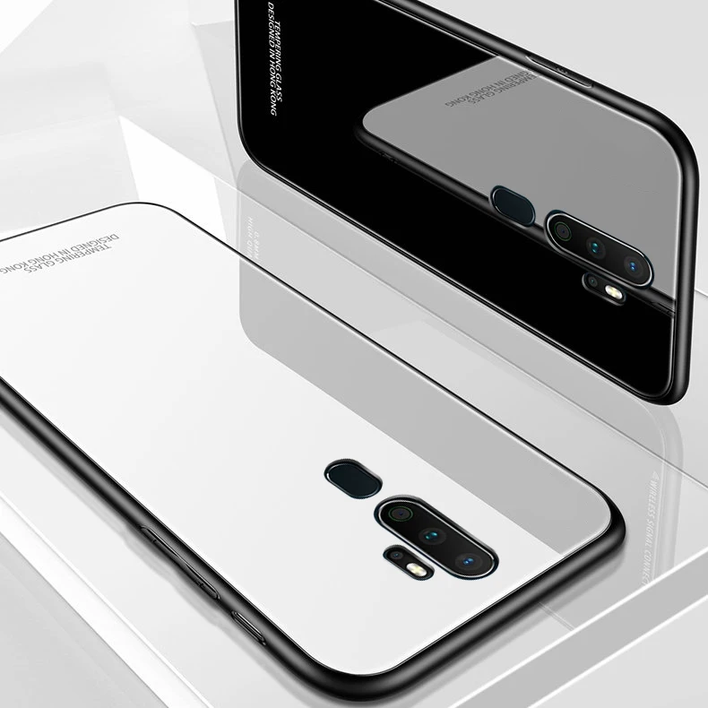 

For OPPO A9 2020 Case Luxury Hard Tempered Glass Protective Back Cover Case for oppo a5 2020 A11X full cover phone shell