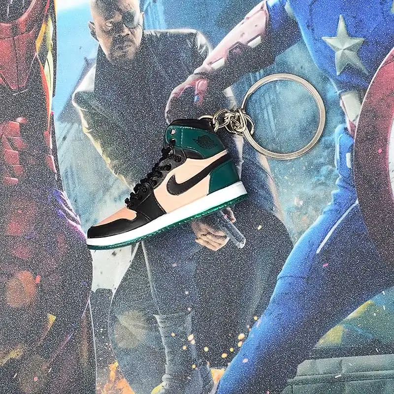 a single shoe w ring Дропшиппинг 1 3D мини-Кроссовки "Off white CHICAGO" спортивные ПВХ для рождественских подарков обуви тапки брелоки - Цвет: a single shoe w ring