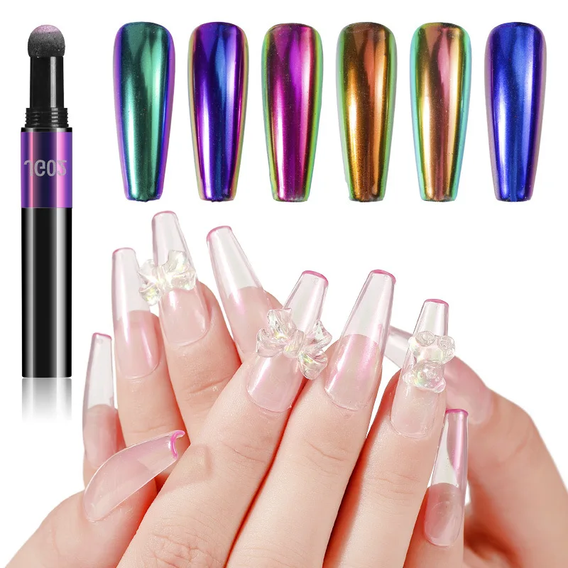 Air Cushion Aurora Chrome Pigment Magic Mirror Pen Nail Glitter Powder Translucent Chalk Local Tyrant Gold Art Manicure DIY | Красота и