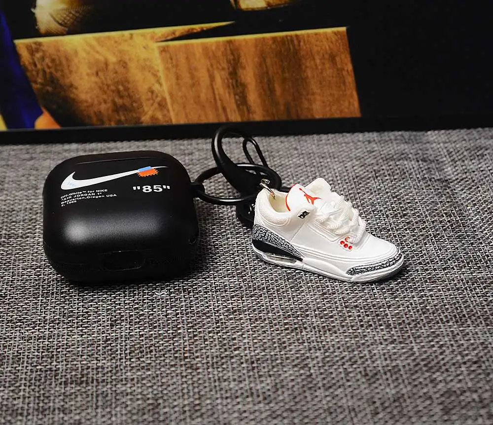 a shoe w case Прямая поставка от белого Chicago pod 2 Чехол брелок в виде кроссовка 3D мини-кроссовки Спортивное черное кольцо посылка обувной брелок в виде кроссовка s - Цвет: a shoe w case