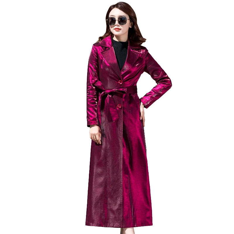 

Brand windbreaker female spring new windbreaker coats Women's long lapel popular plus size super long coat Slim was thin