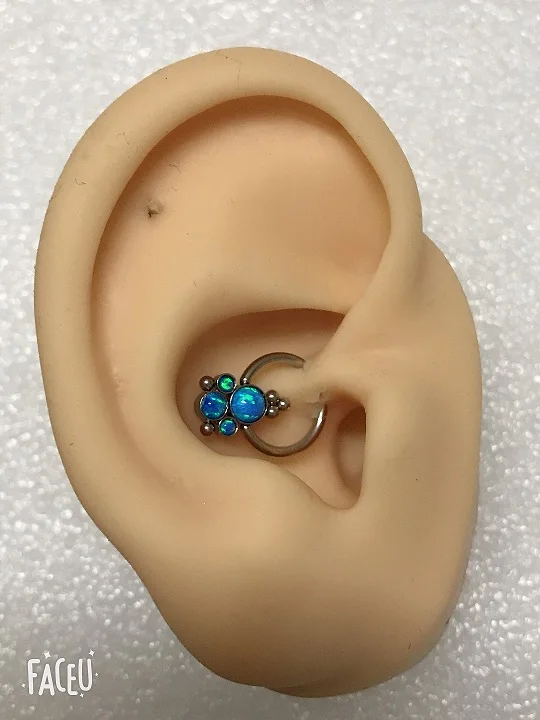 Opal Cluster Rook Piercing Opal Rook Piercing Titanium, Rook