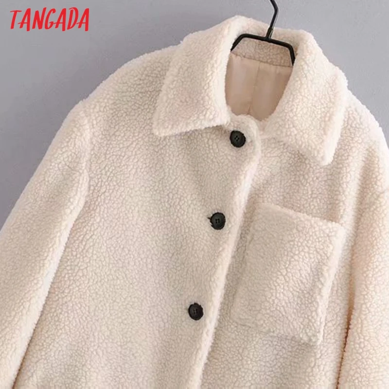 awesome Tangada Elegant women oversized teddy coat warm thick zipper 2019 winter warm plush coat Female ove