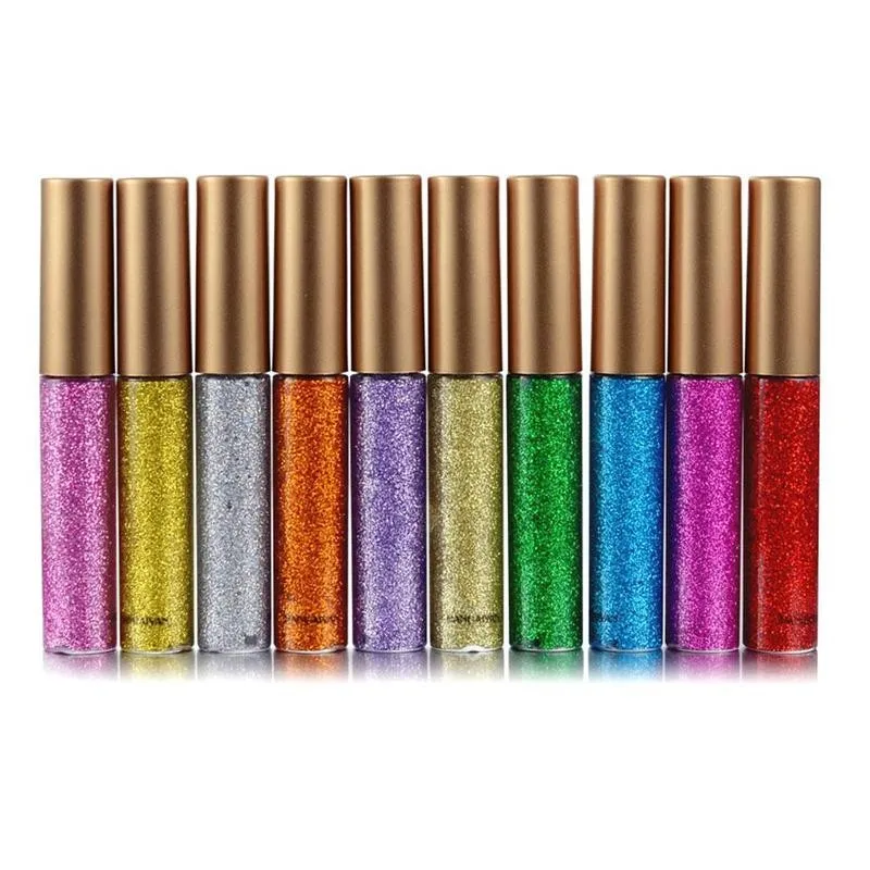 

10pcs Sparkling Eyeliner Diamond Sequins Bursting Silky Eye Liquid Smooth Makeup Easy-to-wear Eyeliner