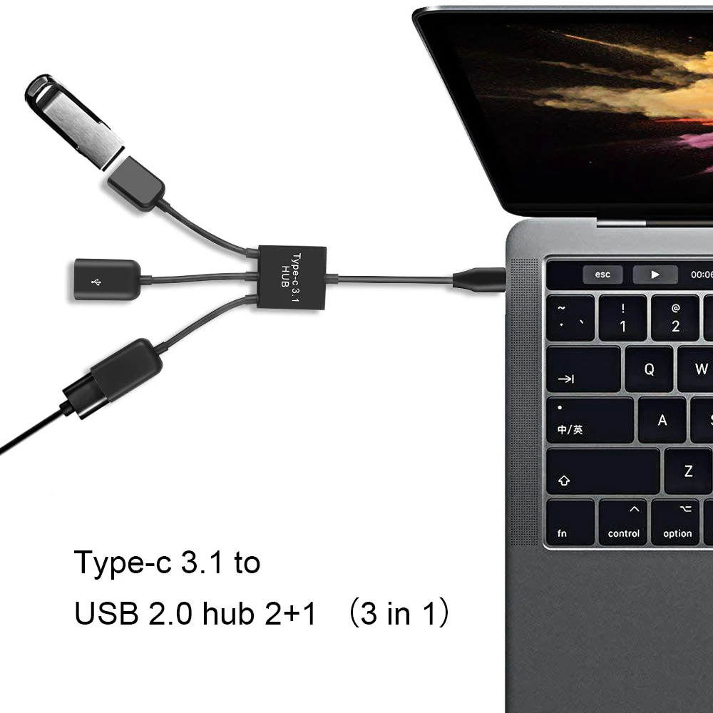 USB 3,1 type C концентратор до 4 USB 2,0 порт концентратор несколько OTG 4 порта type-C зарядное устройство черз порт USB концентратор кабель 19 см разъем адаптера