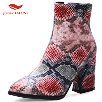 

JOUIR TALONS Dropship big Size 32-43 Chunky Heels Ankle Boots Women Shoes Woman Zip Up Ins Hot Shoes Women Boots Female