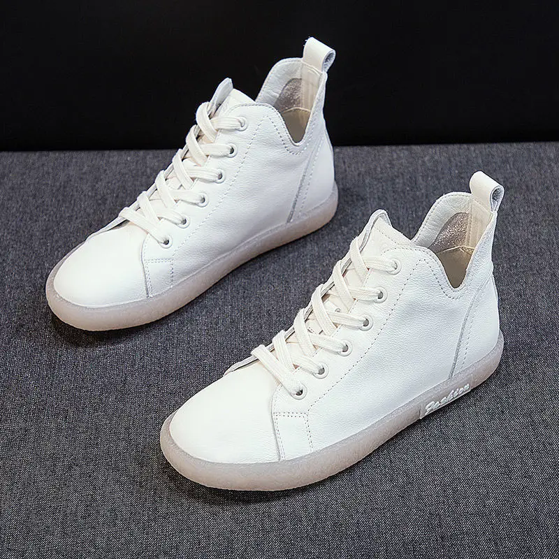

Timalina Women Flats spring/Autumn Round Toe Soft Bottom High Top Women Sneakers White Shoes Casual Flat Non Slip Woman Shoes