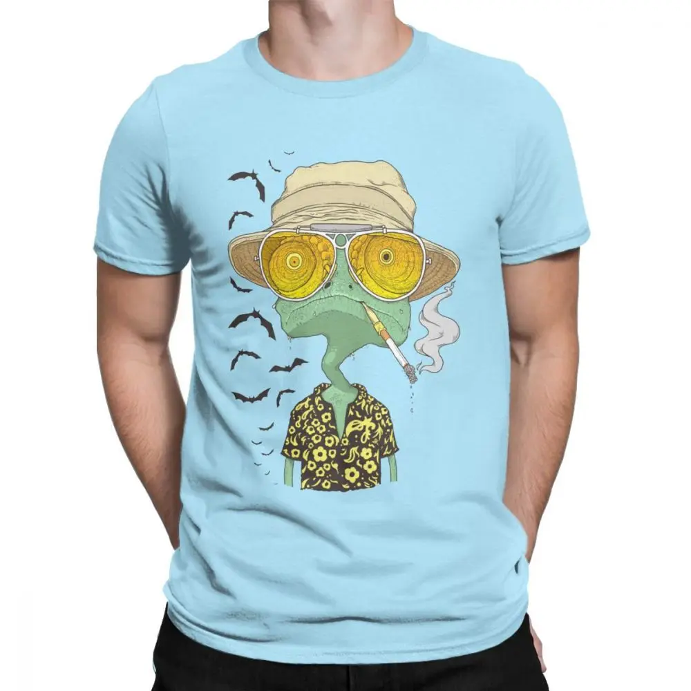 Мужская футболка Rango Fear And Loathing In Las Vegas, топы из чистого хлопка с коротким рукавом, летние футболки - Цвет: Небесно-голубой