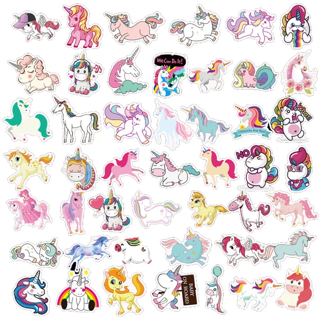 10/30/50PCS Cute Unicorn Waterproof Stickers Car Motorcycle Travel Luggage Phone Guitar Laptop Classic Toy Kid Cool Sticker Gift 4