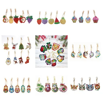 

Diamond Keychain Fashion Pattern Unicorn Christmas Keyring Bag Pendant 5D Diamond Painting Women Gift DIY Art Crafts Ornament