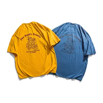 

ZHIJING Cake Solid Color Loose-Fit Versatile INS Couples Printing Short-sleeved T-shirt Men And Women Japanese-style Fashion