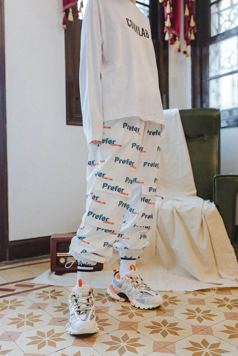 Осенняя пара Tide Брендовые брюки с принтом мужские свободные штаны в стиле хип-хоп Ins Супер Популярные Новое Поступление Брюки