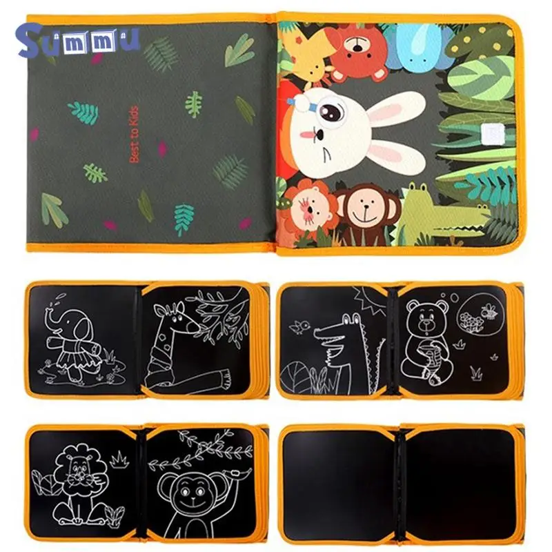 

Children's portable drawing board book animal life coloring book blackboard drawing drawing felt-tip pen blackboard drawing