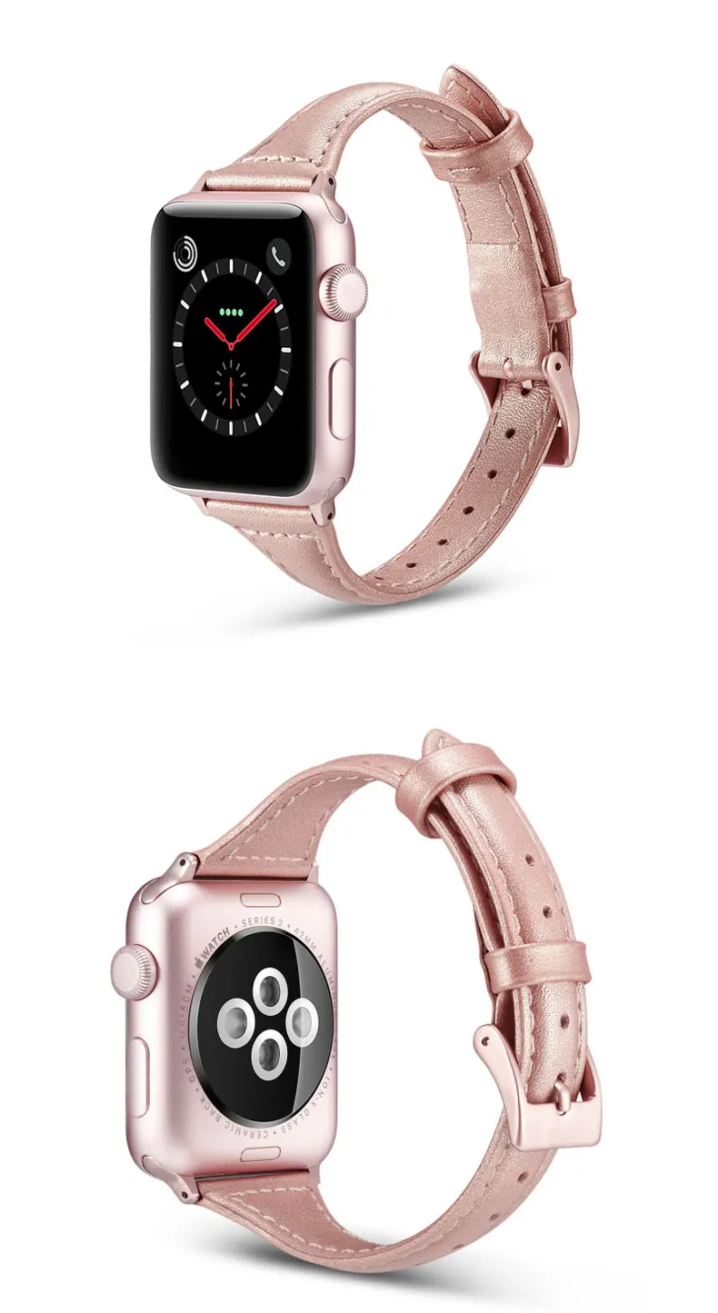 Genuine Leather strap for apple watch 5/4/3/2/1 iwatch band 40mm 38mm 42mm 44mm Slim bracelet Leisure Wristbelt accessories